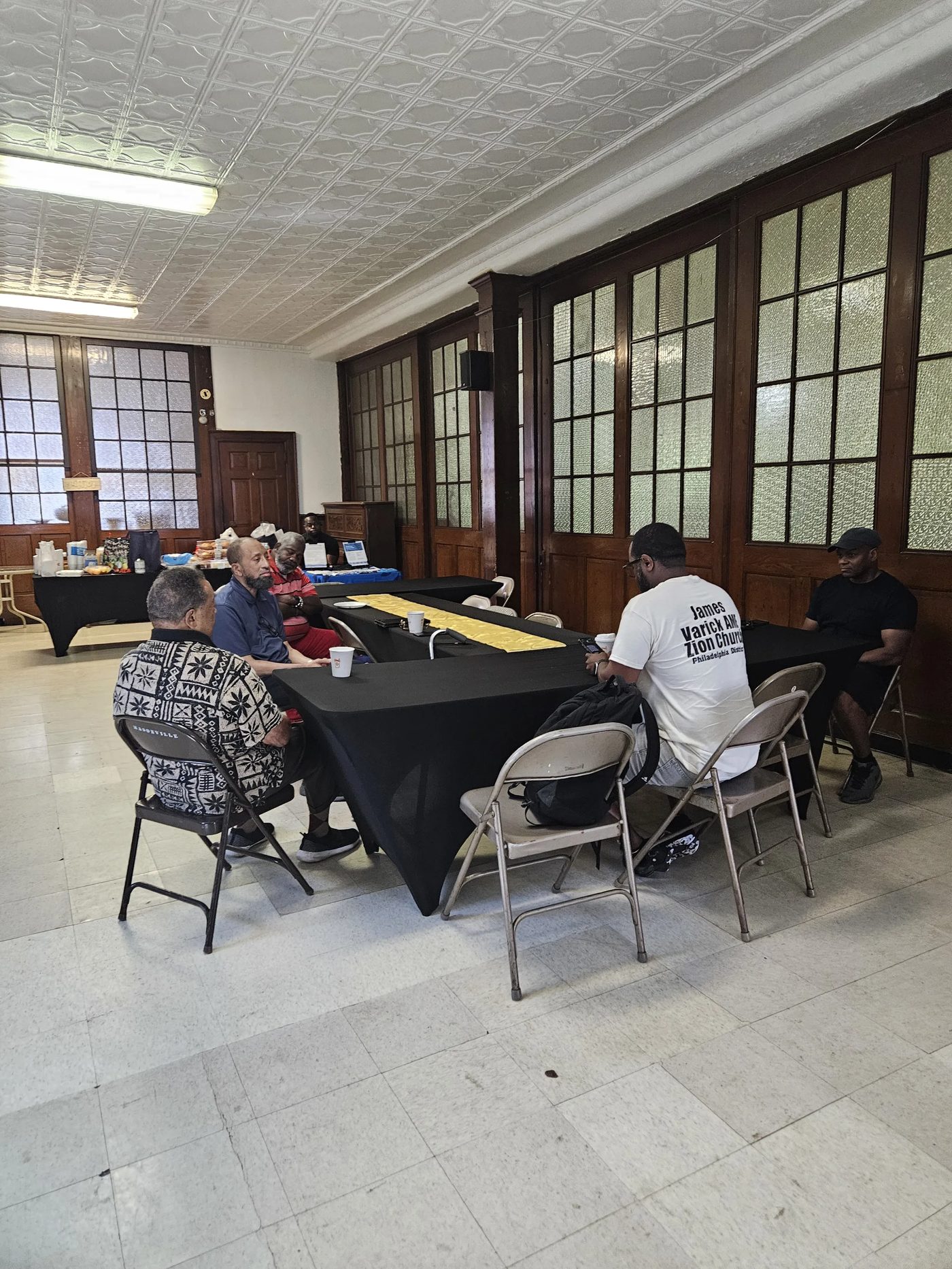 Members of the church gathered in fellowship